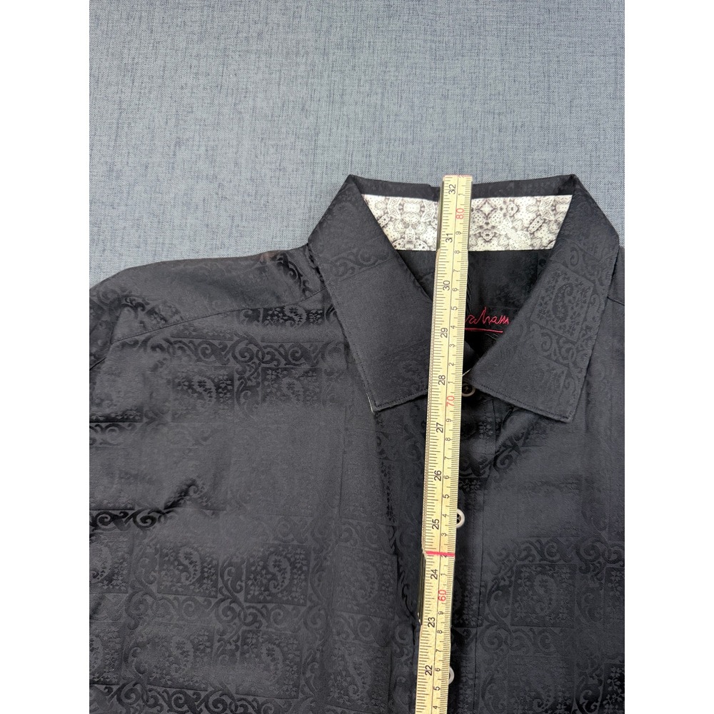 Robert Graham Mens XL Long Sleeve Button Down Shirt Black Paisley Jacquard - Picture 3 of 10